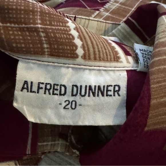Alfred Dunner 20 1X Shirt Top Brown Geometric Button Up Long Sleeve Collared - Picture 6 of 8